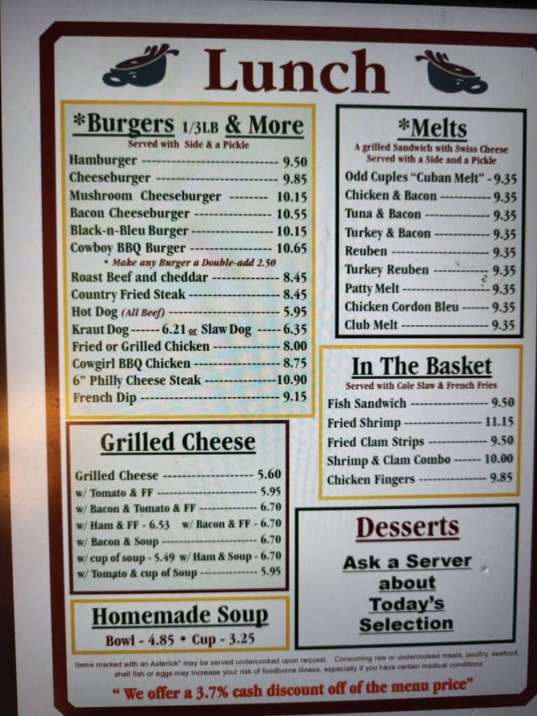 Odd Cuples Cafe Menu 3
