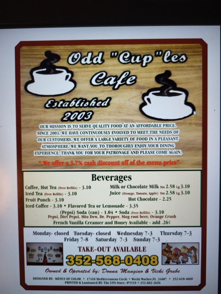 Odd Cuples Cafe Menu 6